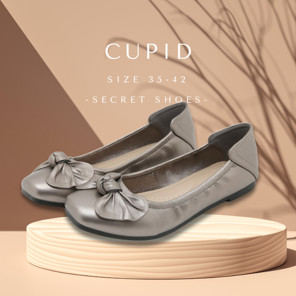 Cupid รองเท้าคัชชูพื้นนิ่ม ส้นสูง 1 CM.  โบน่ารักมาก สวยนุ่ม เท้าอวบเพิ่ม 1ไซส์