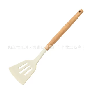 ข้ามพรมแดนไม้จับซิลิโคนเครื่องครัวชุด 12 ชิ้นไม่ติดหม้อ Shovel สำหรับทำอาหารช้อนซุปช้อนเครื่องครัวชุดขายส่ง