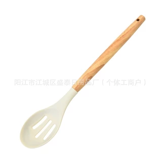 ข้ามพรมแดนไม้จับซิลิโคนเครื่องครัวชุด 12 ชิ้นไม่ติดหม้อ Shovel สำหรับทำอาหารช้อนซุปช้อนเครื่องครัวชุดขายส่ง