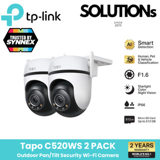TP-Link ⚡️กล้องไวไฟ⚡️Tapo C520WS [แพ็คคู่สุดคุ้ม] กล้องไวไฟ 4MP 2K+ QHD ใช้งานภายนอก Starlight Color Night Vision