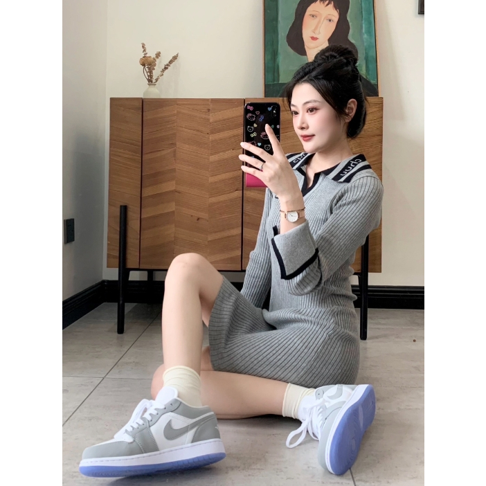 [Fast delivery] Jordan Air Jordan 1 low "wolf grey" sneakers Low รองเท้าผ้าใบ เพิ่มความสูง