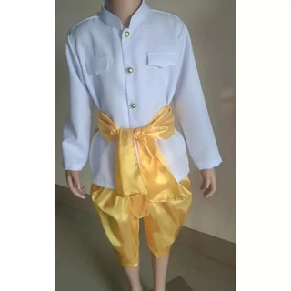 ชุดราชปะแตนเด็ก ผ้าไหมจีน 1 ชุดได้เสื้อ+โจงกระเบน+ผ้าคาดเอว