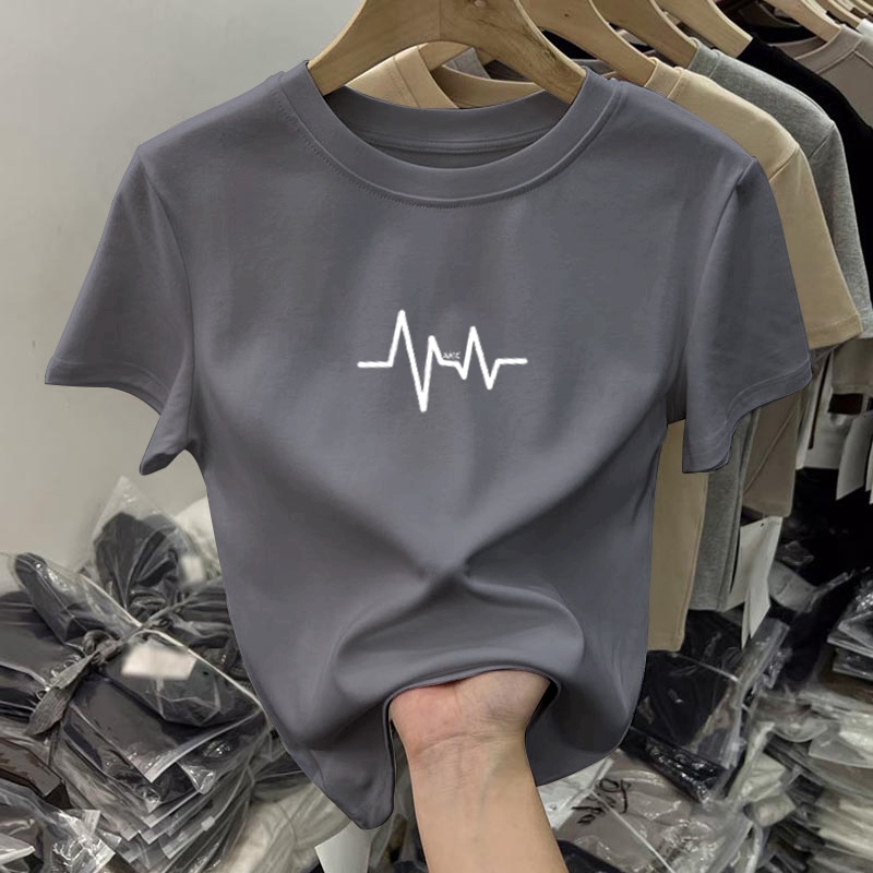 เสื้อยืด 2024 สไตล์เกาหลี คอกลม สไตล์ชาย/หญิง