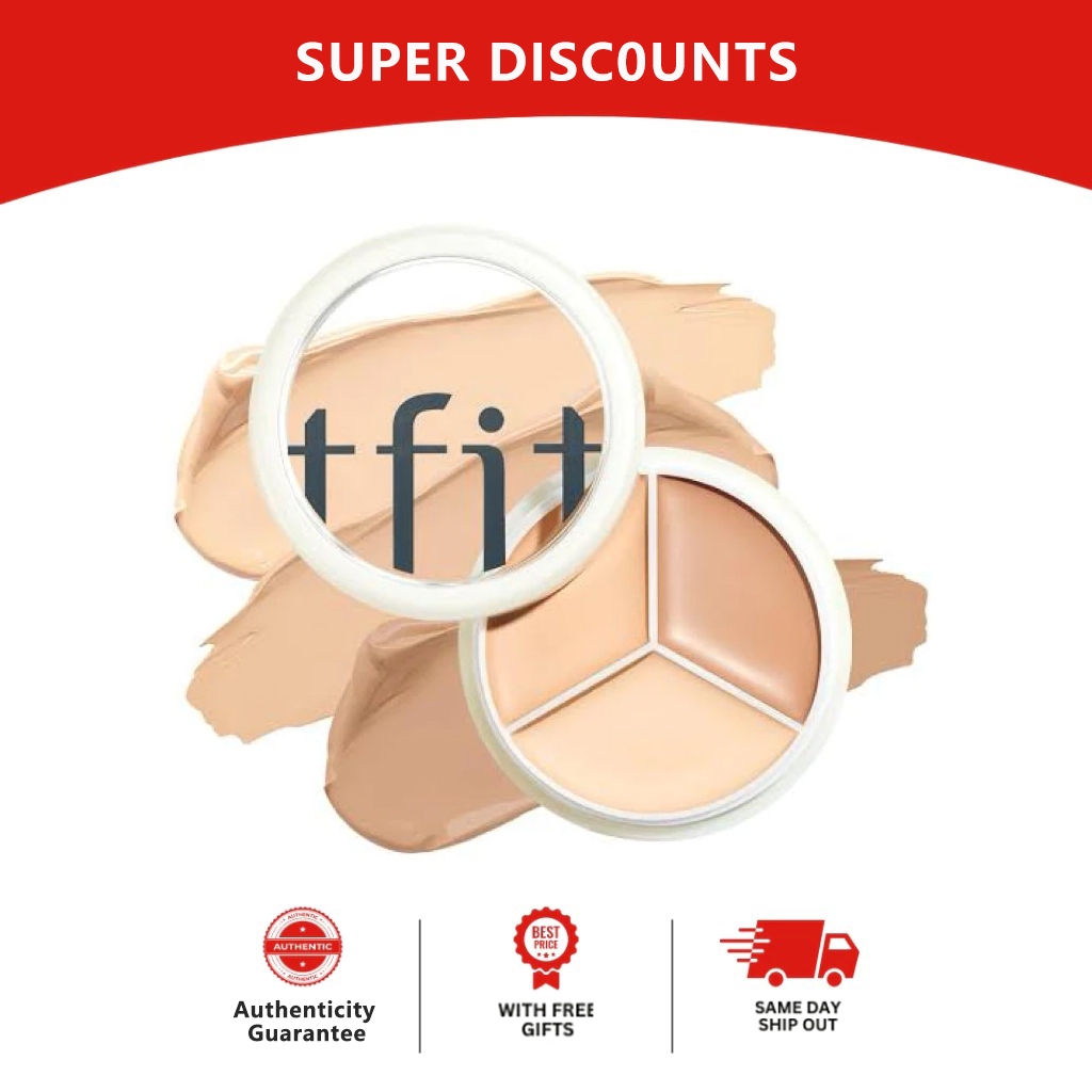 TFIT Concealer Palette 3 Warna Highlighter Correcting Concealer Palette Menyembunyikan Flek Bekas Jerawat Dan Kantung