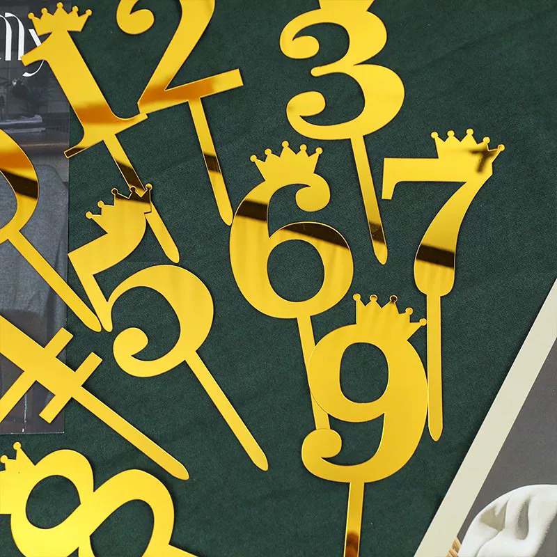 ป้ายปักเค้ก ป้ายอะคริลิคสีทอง ป้ายตัวเลข 0-9 สําหรับตกแต่งเค้กวันเกิด พร้อมส่ง🇹🇭 - รูปที่ 6