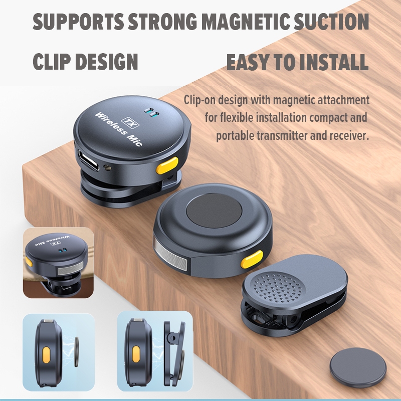 ไมค์ไลฟ์สด มีตัวรับสัญญาณ2ตัวไมค์ตัดเสียงรบกวน ไมค์ไร้สายWireless Microphoneพร้อมกล่องชาร์จ ไมค์อัดเสียง ไมค์หนีบปกเสื้อ