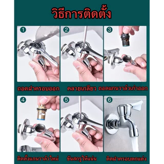 แกนวาล์วก๊อกน้ำ วาล์วแกนวาล์วทองแดงทั้งหมด ก๊อกน้ำห้องครัวเดี่ยวร้อนและเย็นสวิตช์จับ อุปกรณ์เสริมที่จับสากล
