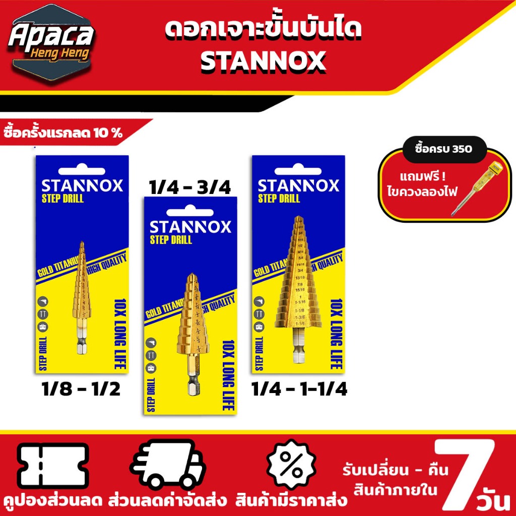 ดอกเจาะขั้นบันได STANNOX ดอกขั้นบันได ดอกวัดเบอร์ ดอกวัดรู ดอกวัดขนาด ดอกเจดีย์