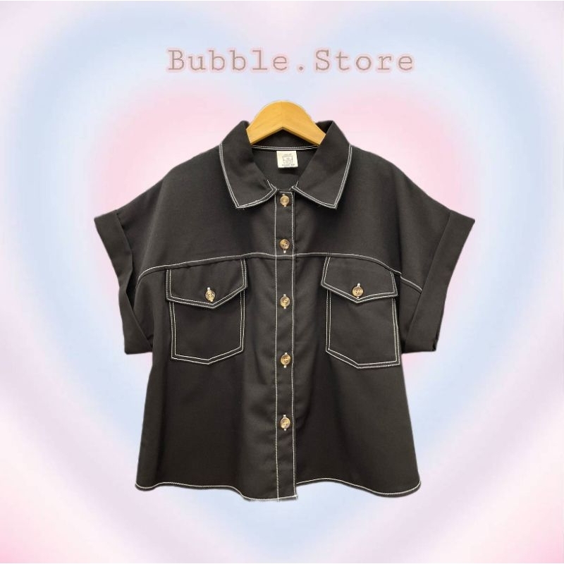 เสื้อคอปก แขนพับ (มีกระเป๋า) ผ้าคอตตอนผสมโพลีฯ ผ้าหนา นุ่ม ลื่น เดินด้ายตัดสี