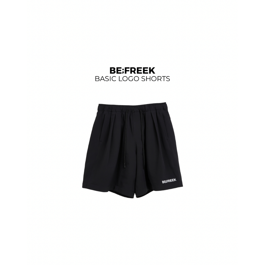 กางเกงขาสั้น โลโก้เบสิก BE;FREEK สีดำ (สินค้าพร้อมส่ง) Black Shorts Unisex BE;FREEK Basic Logo (Available Now)