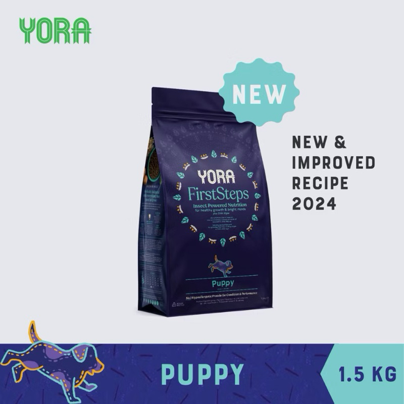 YORA Puppy 1.5 kg โยรา ปั๊ปปี้ 1.5 กก. สำหรับลูกสุนัขทุกสายพันธุ์ อาหารสุนัขครบโภชนาการจากโปรตีนแมลง