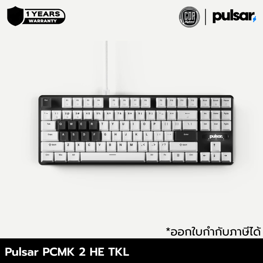 Pulsar PCMK 2 HE TKL ANSI White - Gaming Keyboard คีย์บอร์ดเกมมิ่ง สวิตช์แม่เหล็ก | ประกันศูนย์ 1 ปี