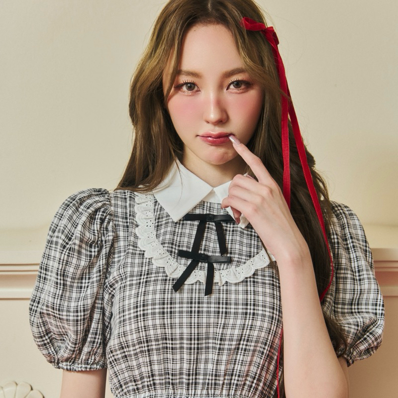 FLAT2112 : CRIMSON MAXI DRESS เดรสออกงาน ลายสก็อต แขนตุ๊กตา (FF0860) ราคา ถูกที่สุด ดีลบีเคเค แกลเลอรีภาพที่ 4
