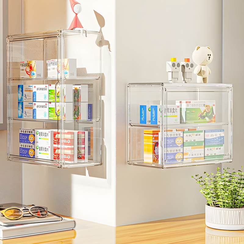 กล่องใส่ยา กล่องพลาสติกติดผนัง กล่องเก็บของ กล่องเก็บของใสกันฝุ่นและกันความชื้น