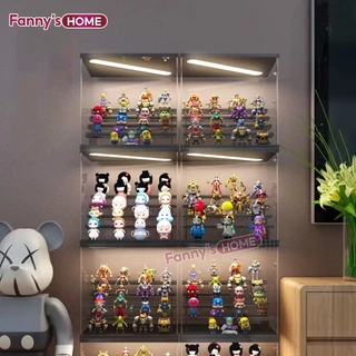 กล่องอะคริลิค 2-5 ชั้น พร้อมไฟ (พร้อมส่ง) blind box popmart โชว์โมเดล ฟิกเกอร์ labubu skull panda ปรับความสว่างได้