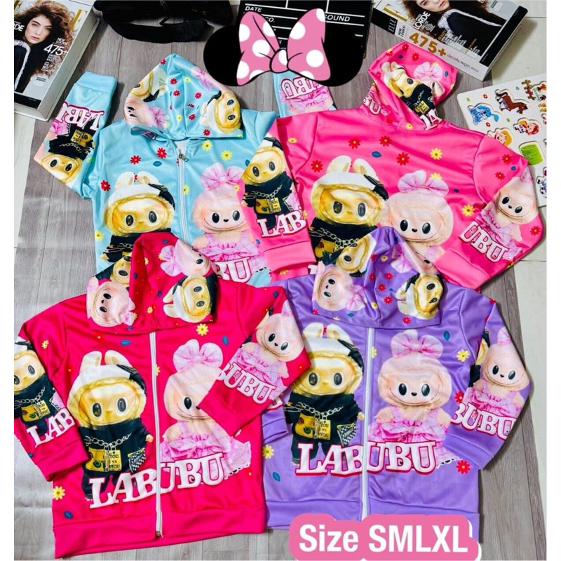 Labubu เสื้อแจ็คเก็ตแขนยาว พิมพ์ลายลาบูบู้ ไซ้รใหญ่ เด็ก 4-7,8-12 ปี