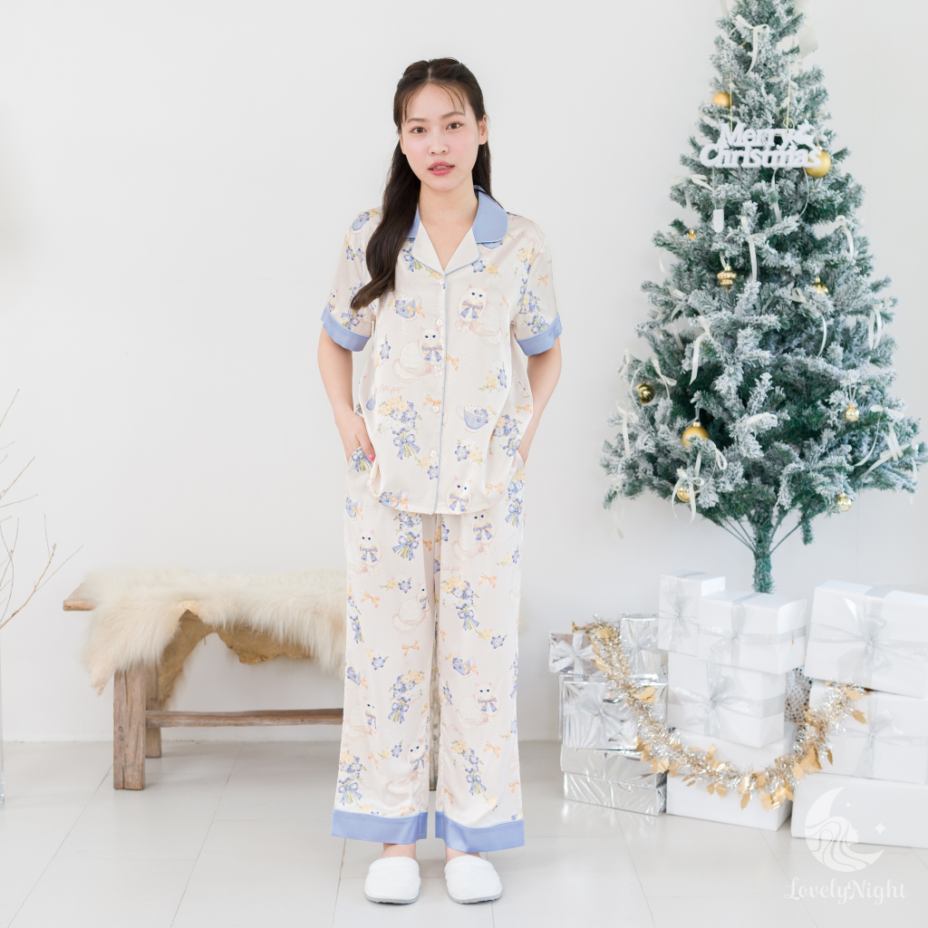D96 ชุดนอน LovelyNight แขนสั้น-ขายาว Cozy Cats