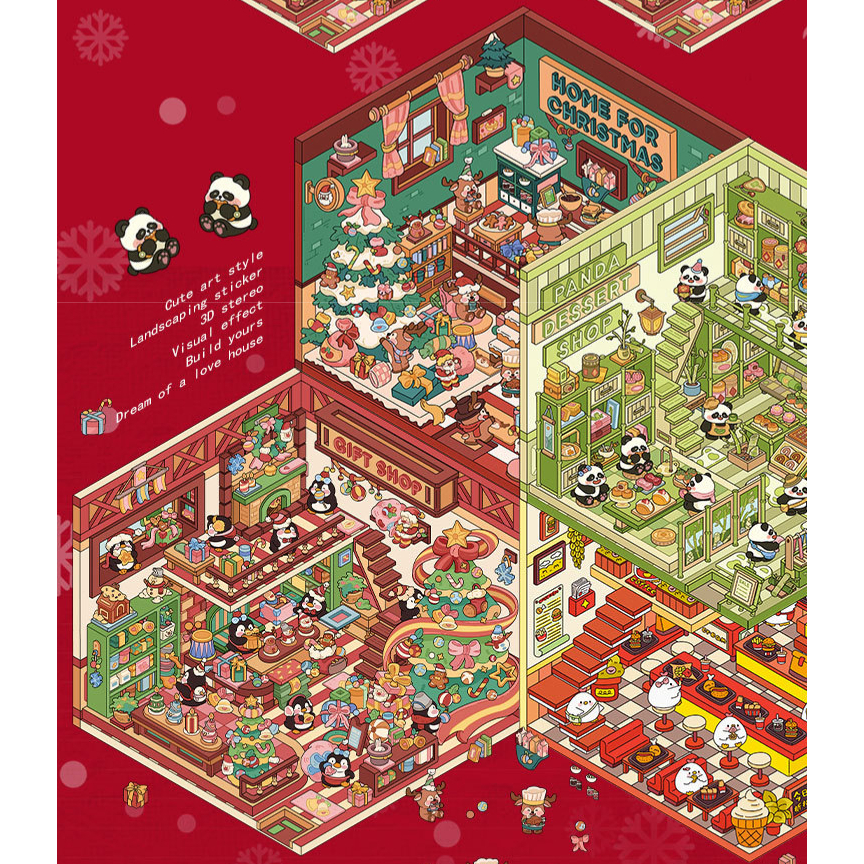 [พร้อมส่ง] 🎁 สติกเกอร์ DIY คริสต์มาส บ้านจิ๋ว sticker แต่งมือถือ iPad สมุดโน้ต ของเล่น Christmas
