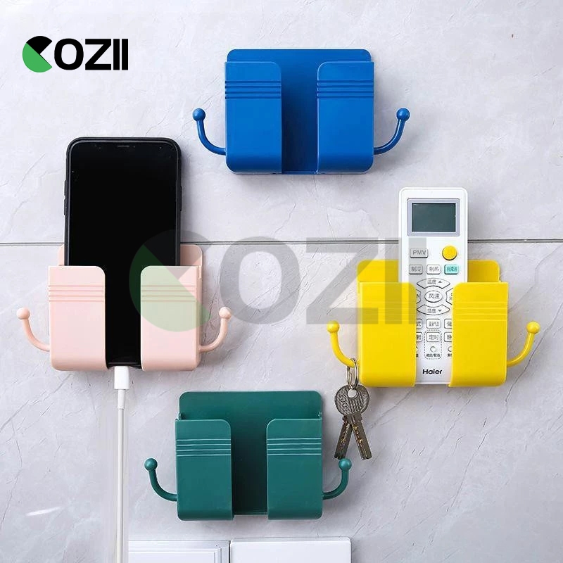 COZII ที่เก็บสายชาร์จ ที่แขวนมือถือติดผนัง ที่วางรีโมตคอนโทรล ประหยัดพื้นที่ ไม่ต้องเจาะรู ที่วางมือถือ 5สี กล่องเก็บรีโ