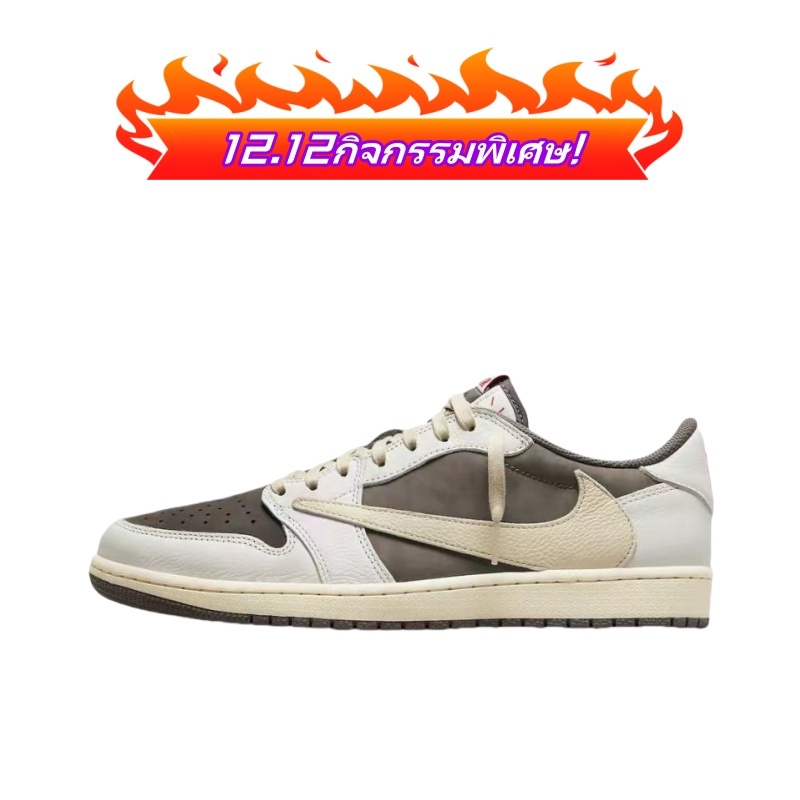 โปรโมชั่นบิ๊กดับเบิ้ล12! Nike Air Jordan 1 Low Barb 3.0 “Reverse Mocha”Casual sports shoes รองเท้าบาสเก็ตบอลสุดทันสมัย