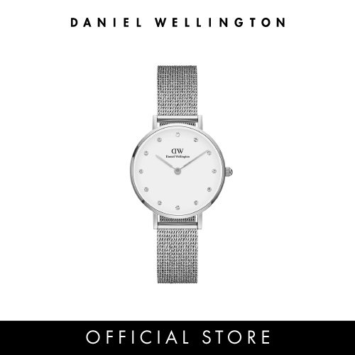 (ทักแชทรับโค้ด) Daniel Wellington นาฬิกา Petite Lumine Pressed Mesh สีเงิน 28mm