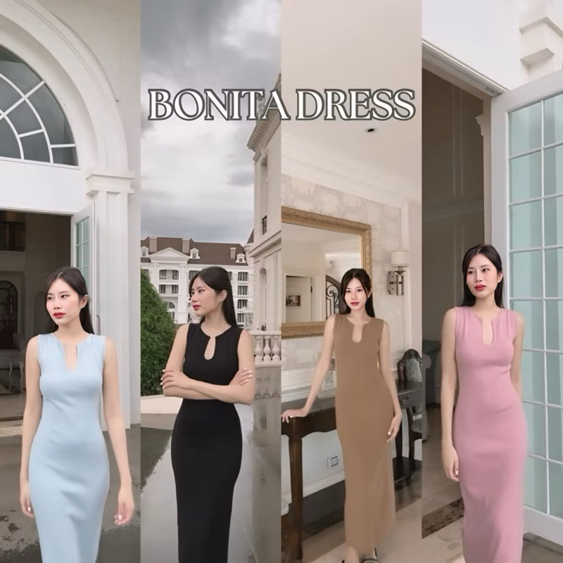 KANYA - Bonita Dress เดรสไหมพรมคอเว้า เรียบหรู (3A-3D / 9A-9D)