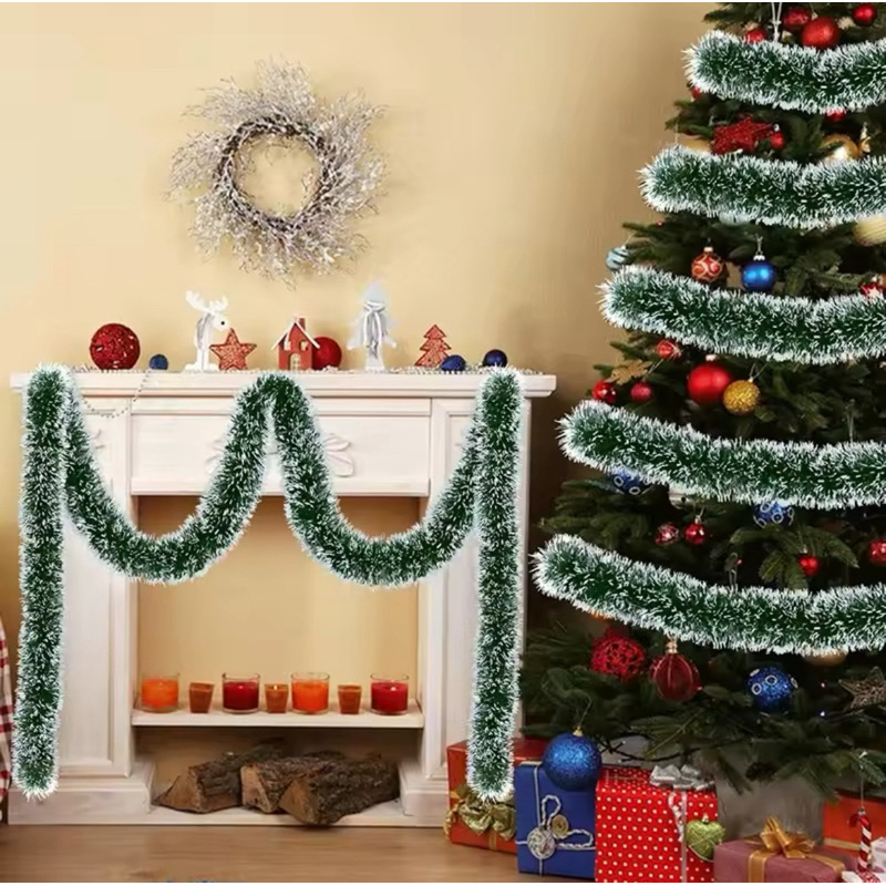 พวงริบบิ้น Garland DIY เครื่องประดับต้นคริสต์มาสสีเขียว ริบบิ้นตกแต่งคริสต์มาส Party Home