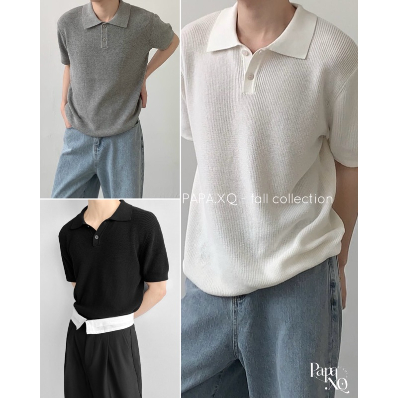 PAPA.XQ THOMAS KNIT POLO (NEW! เสื้อโปโลแขนสั้น ผ้าKnit พรีเมียม พร้อมส่ง )