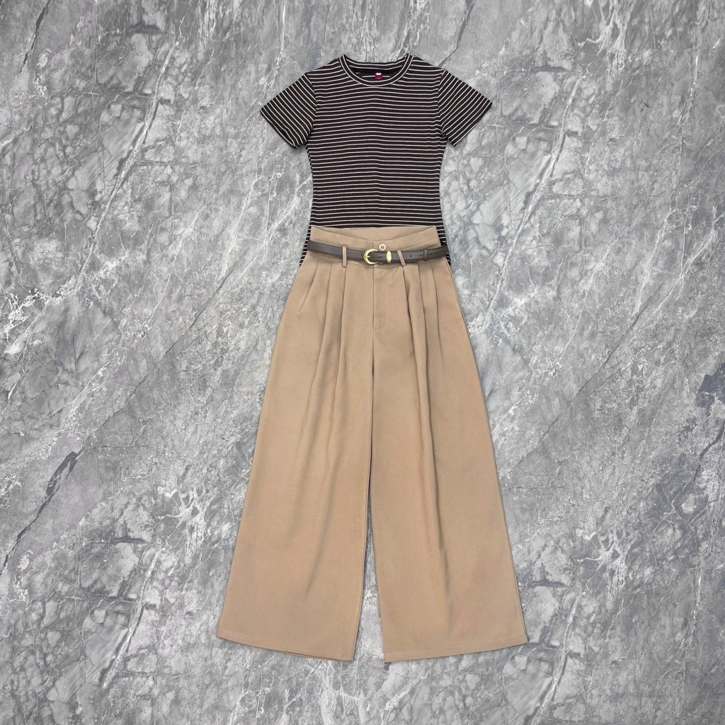 C150 BELLITA BRAND ชุดเซ็ท 3 ชิ้น เสื้อ+กางเกงขายาว+เข็มขัด ชุดทำงาน เที่ยว คาเฟ่