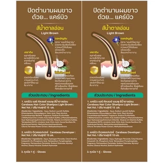 (กล่องx12) Carebeau hair color shampoo แคร์บิว แฮร์ คัลเลอร์ แชมพู ปิดผมขาว ผมหงอก มีให้เลือก 4 สี