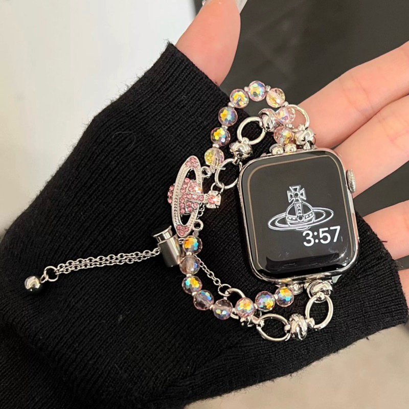 สายดาวเสาร์ เพชร สายสำหรับใส่สมาทวอช /Apple watch  ขนาด 42/44/45/49 mm. พร้อมส่งจากไทย