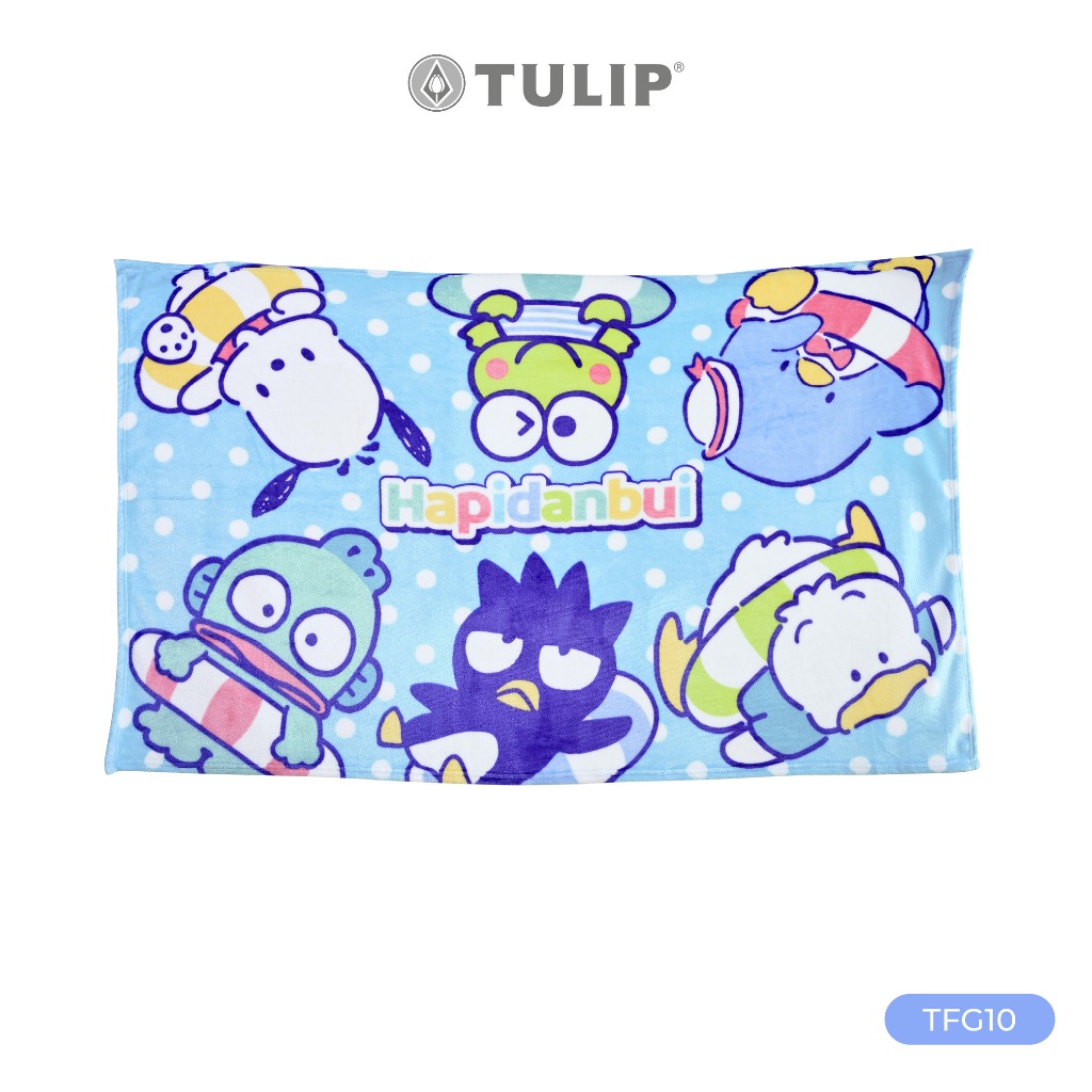 [NEW] Tulip Fleece ซานริโอ ผ้าห่มขนแกะเทียม TFG10 ฮาปิดันบุย ลิขสิทธิ์แท้ ผ้าห่มฟลีซ สัมผัสนุ่มพกพาสะดวก