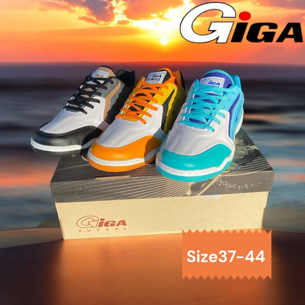 GIGAรองเท้าฟุตซอลรุ่นFG424SIZE37-44สีส้มสีดำและสีเขียวคุณภาพพื้นเหนียวหนึบจากยางพารา!!!