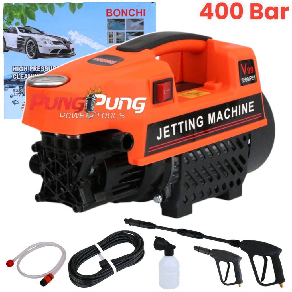 BONCHI ရေဖိအားမြင့်စက် 400 bar 3500W | လက်ကောင်းမောင်းအဖြစ် လျှော်ကား/ကြမ်းခင်း/နံရံသန့်ရှင်းရေးအတွက်