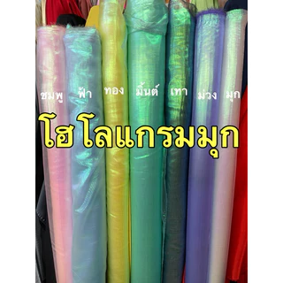 🔥มีส่งด่วนทันที🔥 ผ้าเมตร ไหมแก้ว ผ้าแก้ว โฮโลแกรม นำเข้าจาก เกาหลี แต่งชุด ทำแขน ซีทรู ห่อของชำรวย งานแต่ง กว้าง 150cm