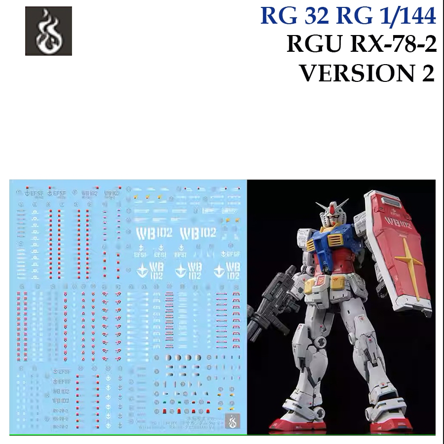 ดีคอลน้ำ [ GHOST] RG 32 s RG 1/144 RX-78-2 GUNDAM VER 2.0 VERSION 2 RGU WATER SLIDE DECAL RG32