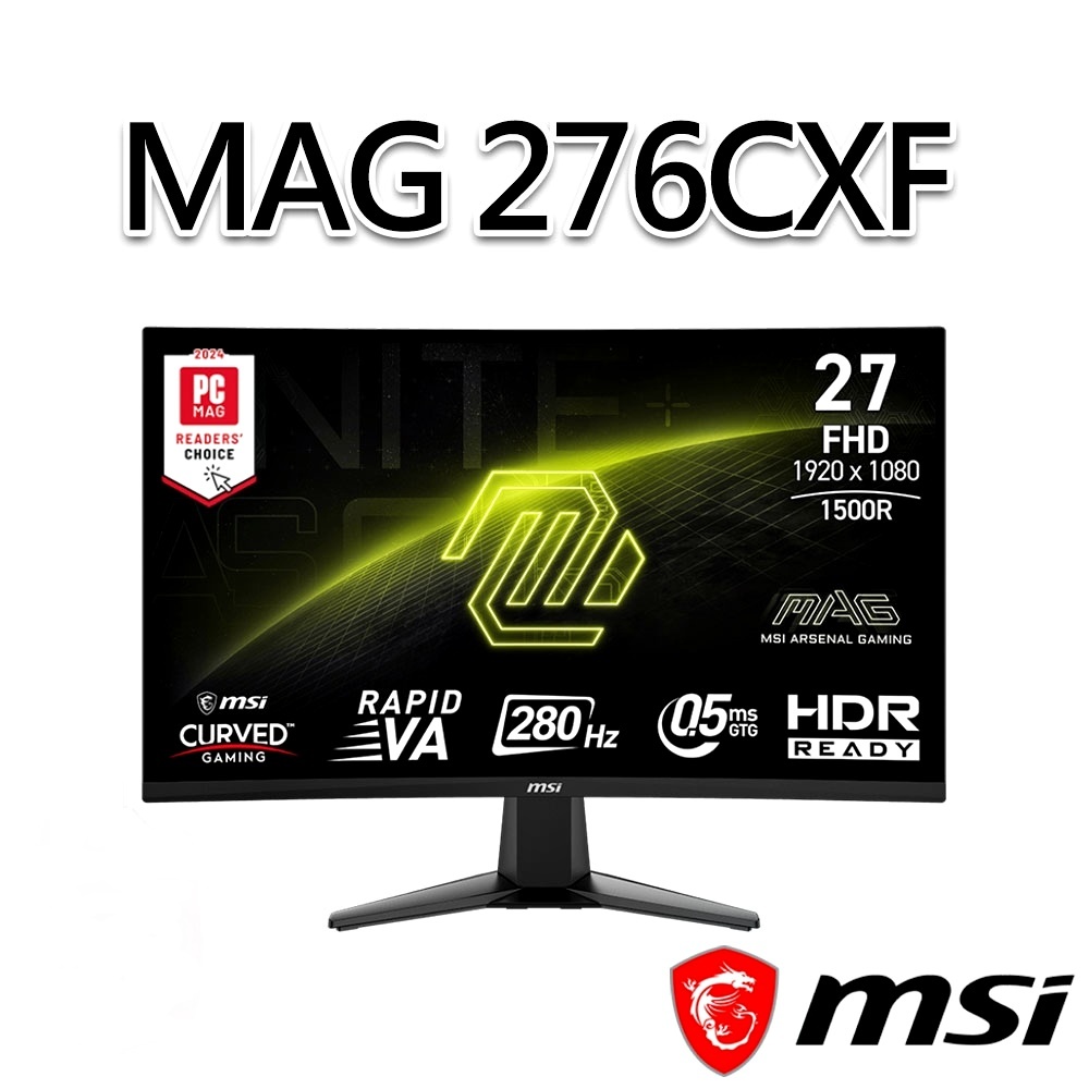 MSI MAG 276CXF Monitor 27" (68.58 cm) 280Hz Rapid VA จอโค้ง Curve 1500R จอคอมพิวเตอร์