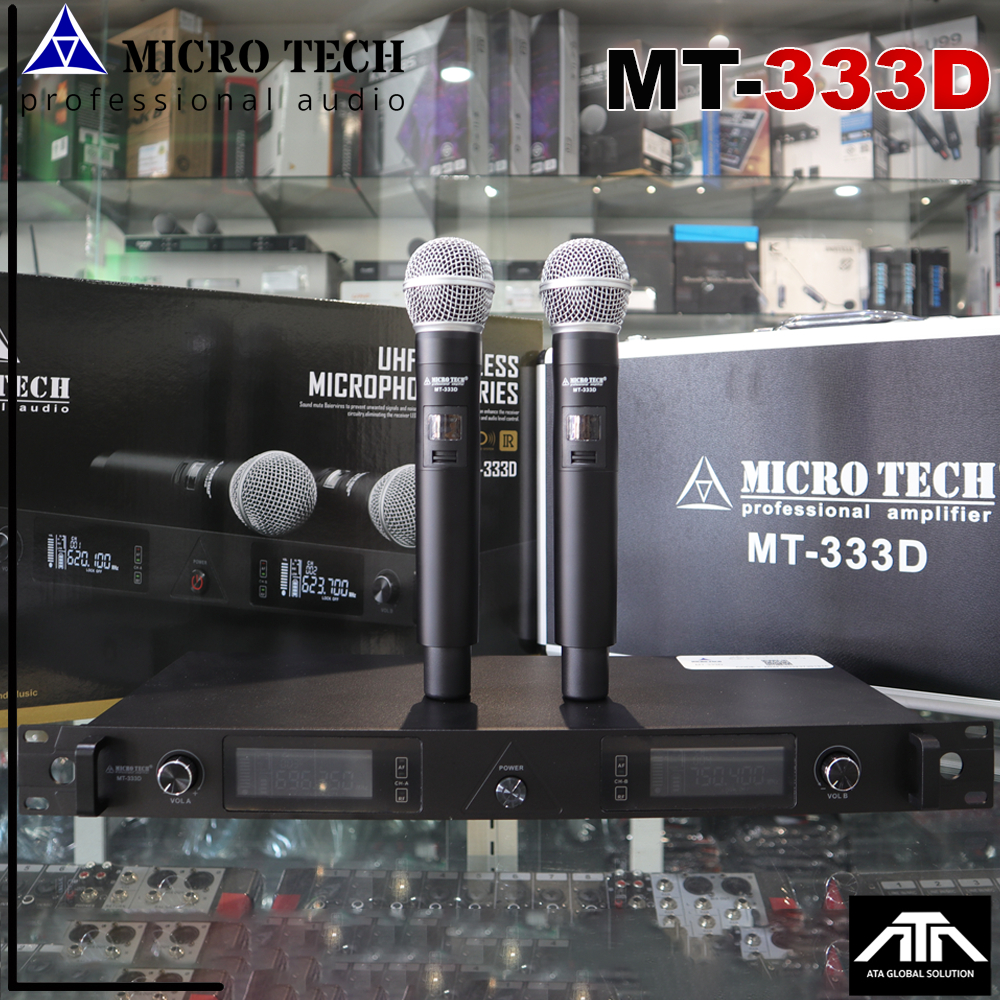 ไมโครโฟนไร้สาย Microtech MT - 333D ไมค์ลอย ไมโครเทค มีเสาหน้า ฟรี กันกลิ้ง ปรับความถี่ได้ เสียงดีราคาถูก