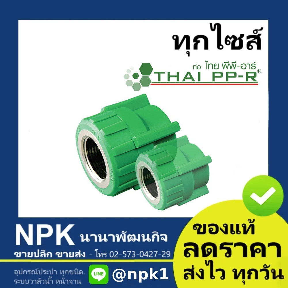 ข้อต่อตรงเกลียวใน พีพีอาร์ PPR (50*1.1/2 ถึง 75*2.1/2นิ้ว) นิ้วไทยพีพีอาร์ (ท่อพีพีอาร์ Thai PP-R )
