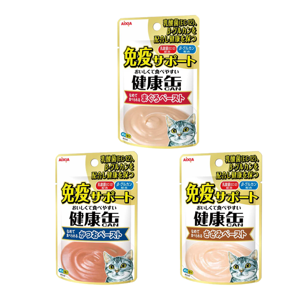 Aixia เคนโกะ แคน เพ้าซ์ สำหรับแมวอายุ 1 ปีขึ้นไป คละรส รวม 3 ซอง