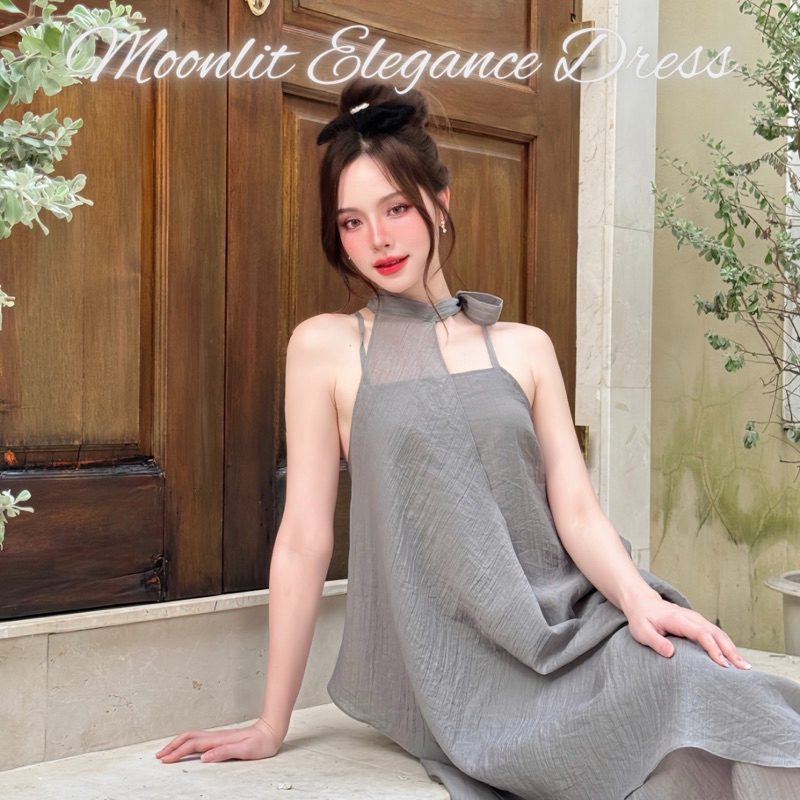 (พรี) #KATI310ꕤ ‎⸝ ⸝ ⸝ Moonlit Elegance Dress◞