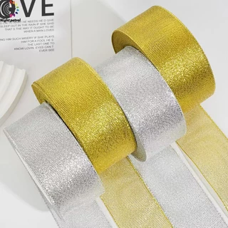 ริบบิ้นสีทองสีเงินแฮนด์เมด Diy สําหรับตกแต่งงานหัตถกรรม Bow Craft Ribbon Cardมีหลายขนาด(25 หลา / ม้วน)