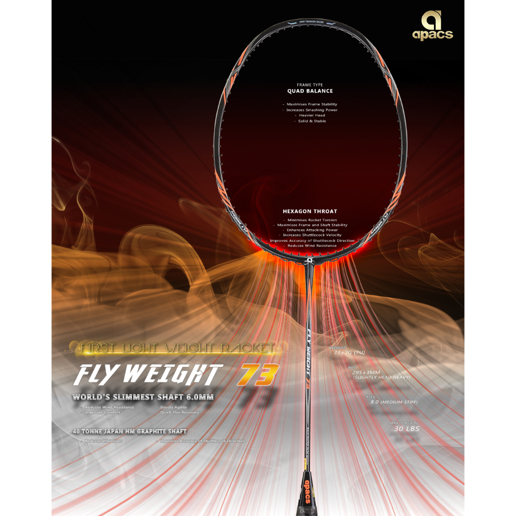 ไม้แบดใหม่ Apacs Fly Weight 73 (First color)