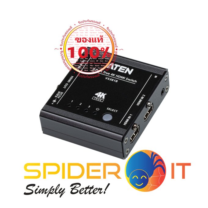 ATEN 3-Port True 4K HDMI Switch รุ่น VS381B เข้า 3 ออก 1 ประกัน 3 ปีเต็ม ของแท้ 100%