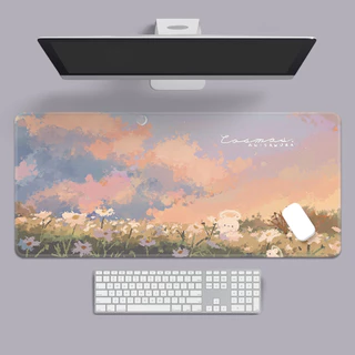 [พร้อมส่ง] แผ่นรองเมาส์ ลายน่ารักหลายแบบ งานเย็บขอบ ขนาด 80x30 ซม. (หนา 3 มม.) Biangels