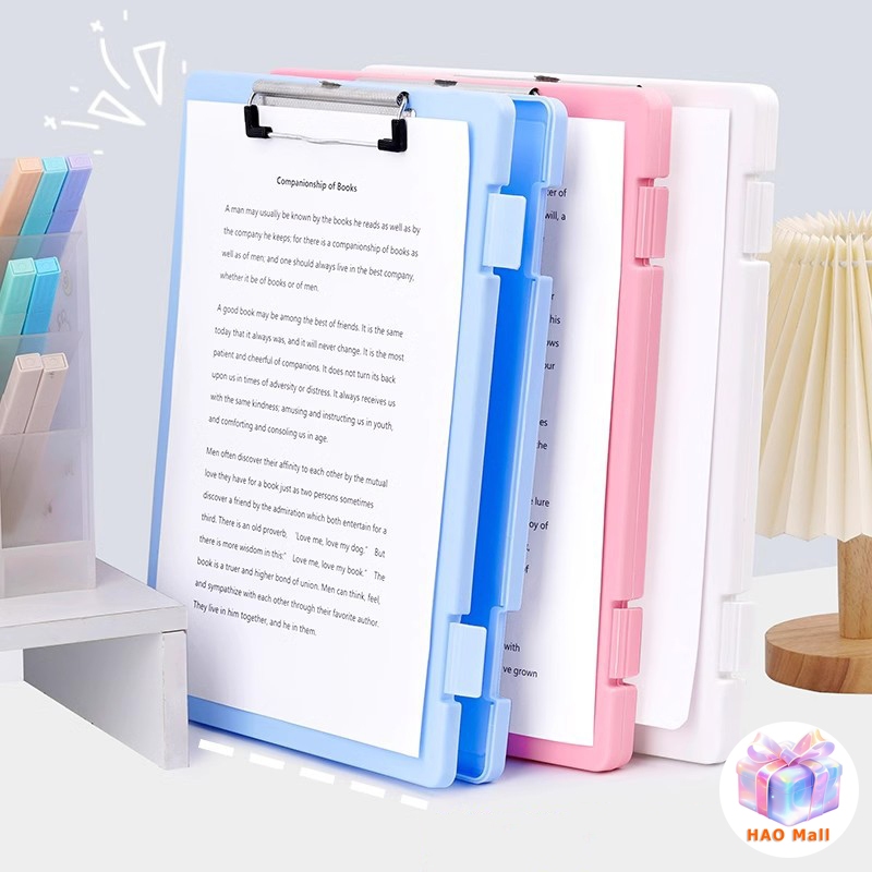 แผ่นรองเขียน A4 กล่องเก็บเอกสาร แฟ้มหนีบและเก็บเอกสาร 2IN1 คลิปบอร์ด Clip Board วัสดุ pp