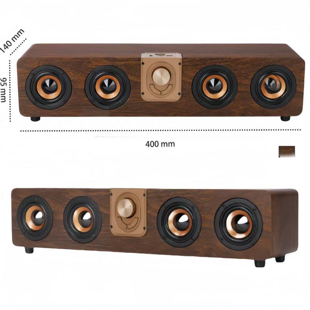 พร้อมส่ง !!! ลำโพงบลูทูธ ลำโพงลายไม้ รุ่น BW-1109 ดอกลำโพง 4 ดอกเสียงทุ้มหนักแน่น Bluetooth