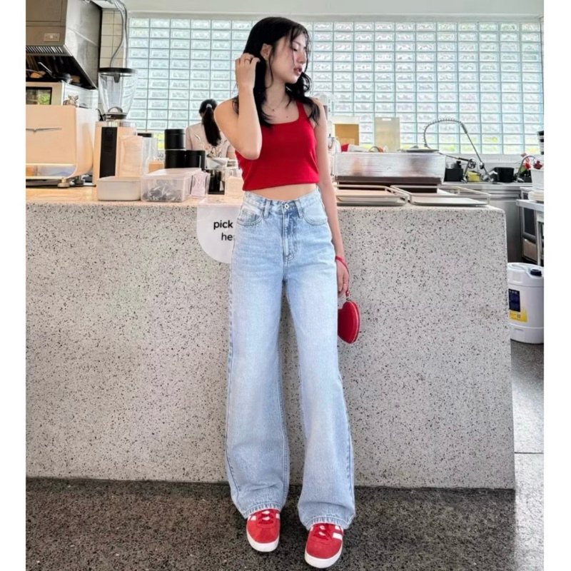 ยีนส์SARAN กระบอกNew jeans ใส่ไม่กี่ครั้ง สีอ่อน ไซส์s