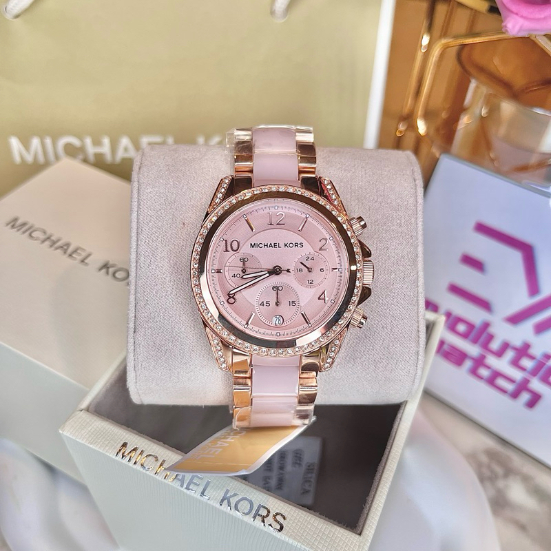 Michael Kors MK5943 Blair Chronograph Rose Gold Dial หน้าปัด38มม. กันน้ำ100เมตร ของแท้100% ประกัน 2 