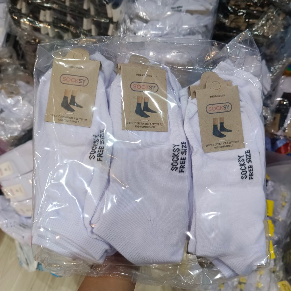 SOCKSY ถุงเท้านักเรียน สีขาวล้วน ข้อสั้น ปิดตาตุ่ม ขนาดFree size สินค้าพร้อมส่ง